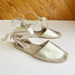 Soludos Classic Leather Espadrille Sandal Gold Metallic